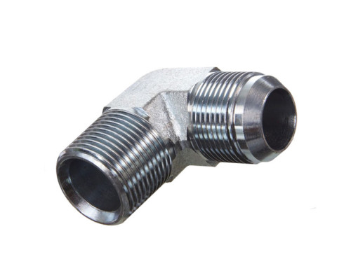 Адаптер с дюймовой резьбой 90° 7/16-20 (UNF) - 1/4 (BSPT) (JIC-BSPT в тело)
