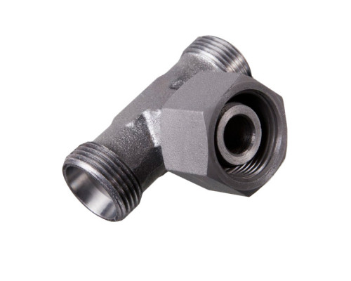 Тройник с метрической резьбой Т-образный S25 - S25 (Труба-Труба (с накидной гайкой)-Труба)